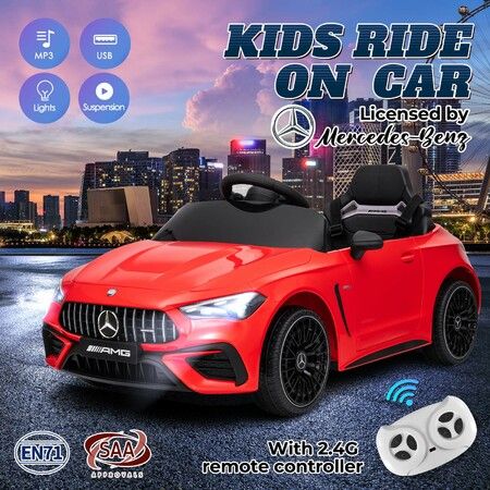 Kids Electric Car Remote Control 12V Battery Motor Ride On Toy Vehicle Off Road Mercedes Benz Licensed AMG USB MP3 LED Lights Dual Openable Door CLE53