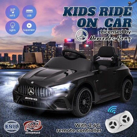 Kids Ride On Car Toy 12V Battery Powered Electric Vehicle Off Road Parent Remote Control Double Open Doors MP3 USB Music Lights Mercedes Benz Licensed