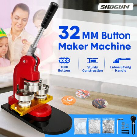 Button Maker Machine DIY Pin Badge Press Punch Making Kit 32mm Free 1000 Round Buttons Parts Circle Cutter Models Crafts Supplies Personalised Gifts