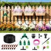 Garden Irrigation System 50m Drip Tubing Hose DIY Micro Plant Watering Kits Automatic Adjustable Nozzles Raised Bed Pot Vegetable Lawn Grass Sprinkler