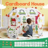 DIY Cardboard Play House Kids STEM Toys Educational Building Kit Interactive Colouring Doodling Creative Arts Crafts Construction Project 120x85x98cm