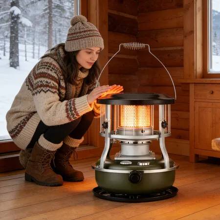 2 in 1 Kerosene Heater Stove Portable Adjustable Camping Heating Cooking Indoor Space Home Garage Outdoor Winter Ice Fishing Tent Emergency Cooker