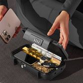 Portable Safe Lock Box Combination Security Case Small Personal Travel Beach Deposit Money Jewelry Lockbox 4 Digit Code Waterproof Anti Theft Black