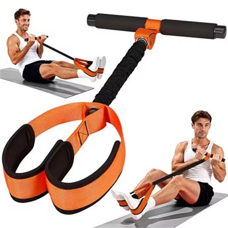 Durable Pedal Resistance Band with Handle,Thickened Latex Tubes and Soft Foam Fabric Foot Pedal,Sit Up Exercise Equipment for Abdomen,Core(Orange)