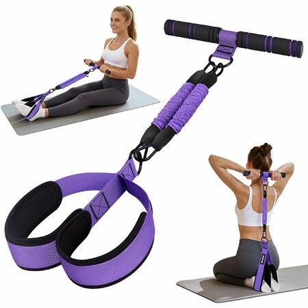 Pedal Resistance Band with Handle,Adjustable Tube Foot Pedal Device Puller Exercise Bands Sit Up Fitness Equipment for Full Body Training for Abs Arm Leg