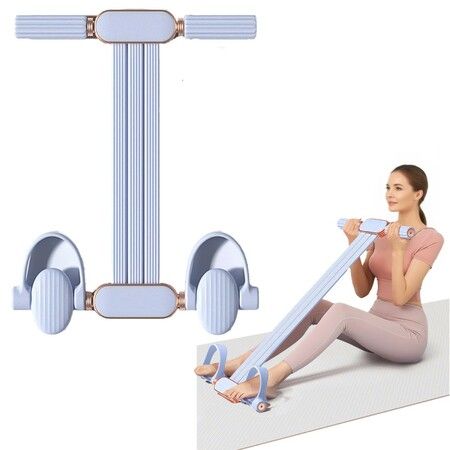 Foot Pedal Resistance Band 3-Lvl Adjustable Multifunction Tension Rope Solid Latex Tension Band Stirrup Puller for Slimming,Stretching,Blue