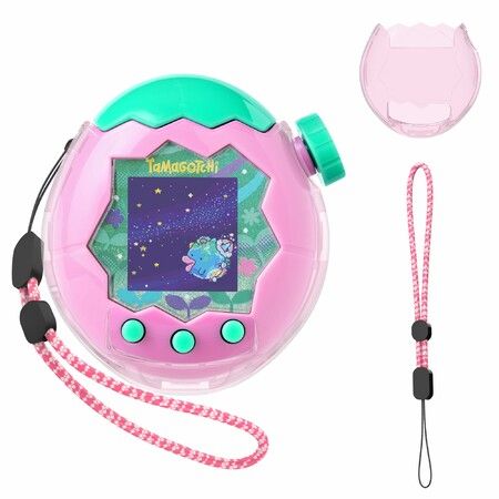 For Tamagotchi Paradise Clear Case with Lanyard,Body and Screen Guard for Tamagotchi Paradise Accessories,Transparent Hard Display Box (No Device/Film)