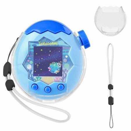 For Tamagotchi Paradise Clear Case with Lanyard,Body and Screen Guard for Tamagotchi Paradise Accessories,Transparent Hard Display Box (No Device/Film)