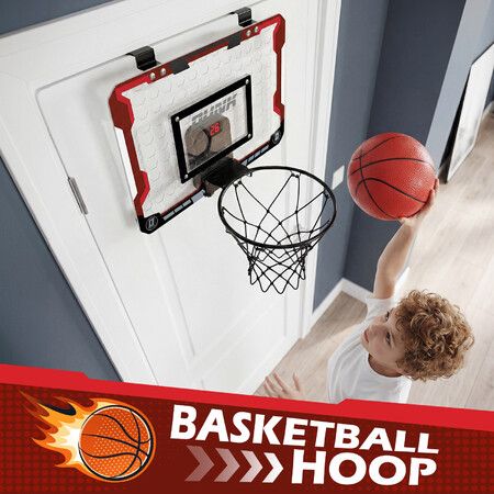 Basketball Hoop Ring Breakaway Rim Net Over the Door Scoreboard Hanging Goal Backboard System 39x28cm Childrens Adults Indoor Sports Game Playground
