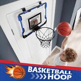 Basketball Hoop Backboard Scoreboard Ring System Set Over the Door Basket Ball Goal Breakaway Rim Indoor Childrens Adults Sport Game Toys Pump 39x28cm