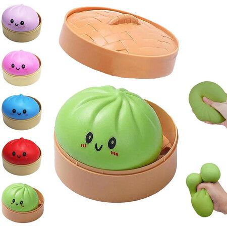 Dumpling Squishies Toy,Giant Glitter Dumpling,Colorful Dumplings Stress Balls Fidget Sensory Toy,Squeeze Dough Ball Stress Relief Hand Toys (Green)