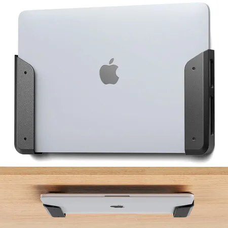 Wall and Under Desk Laptop Mount Holder with Adhesive and Screws in, 1.02 inch/ 26 mm Thick, Anti Scratch Pads,Universal for MacBooks,Surface