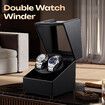 Double Watch Winder Automatic Watches Rotating Winding Box Display Case Auto Wristwatch Rotator Holder Storage Quiet Motor USB Power Black PU Leather