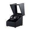 Double Watch Winder Automatic Watches Rotating Winding Box Display Case Auto Wristwatch Rotator Holder Storage Quiet Motor USB Power Black PU Leather