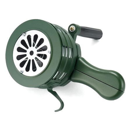 Hand Crank Siren Horn, Hand Loud Crank, Emergency Safety Manual Siren, Portable Hand Held Siren Horns Alarm, Loud Mechanical Alarm for Factory, Green