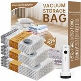 Vacuum Bags for Travel with Cordless Rechargeable Pump,18 Pack Carry-on Size Compression Packing Seal Bags for Luggage and Suitcase Space Saver