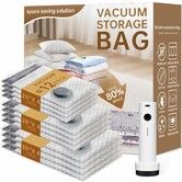 Vacuum Bags for Travel with Cordless Rechargeable Pump,12 Pack Carry-on Size Compression Packing Seal Bags for Luggage and Suitcase Space Saver