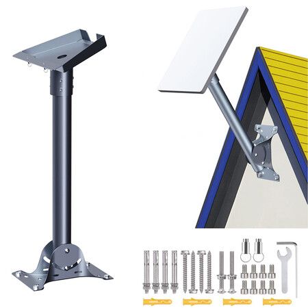 Starlink Gen 3 Mount Adapter Aluminum Alloy, 15.7 inch Heavy Duty Steel Pivot Pole Pipe with Adjustable Base Mount Kit Compatible with Starlink V3