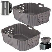 2 Pack Air Fryer Silicone Liners,Suitable with Ninja SL401 Double Basket Air Fryer Liners,Heat Resistant Easy Cleaning Air Fryers Oven Accessories Grey