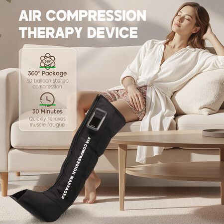 Foot Leg Massager 360° Wrap 3D Airbag Air Compression Massage 4 Massaging Modes Rechargeable Calf Thigh Relaxation Device Portable Muscle Recovery