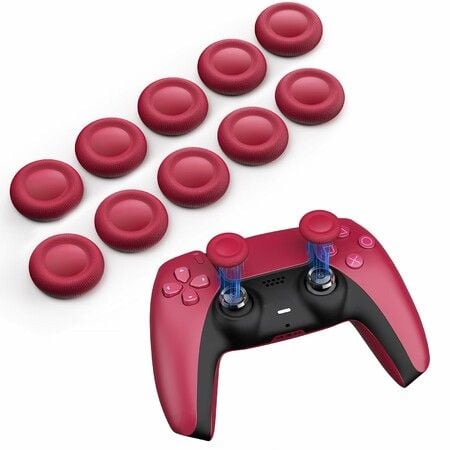 Joystick Replacement Grip Caps for PS4/PS5 Controller,for PS5/PS4 Thumb Grips Caps,Anti-Stickiness,Anti-Slip,Anti-Scratch,Anti-Fingerprint Red (6pcs)