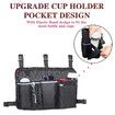 Wheelchair Side Organizer Bag with Cup Holder, Wheelchair Armrest Accessories Pouch for Power Wheelchairs, Walkers, Rollators, Seniors