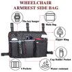 Wheelchair Side Organizer Bag with Cup Holder, Wheelchair Armrest Accessories Pouch for Power Wheelchairs, Walkers, Rollators, Seniors