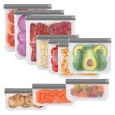 10 Pack Reusable Bags Silicone,Leakproof Freezer Bags Food Storage Bags for Lunch Marinate Food Travel(Grey)