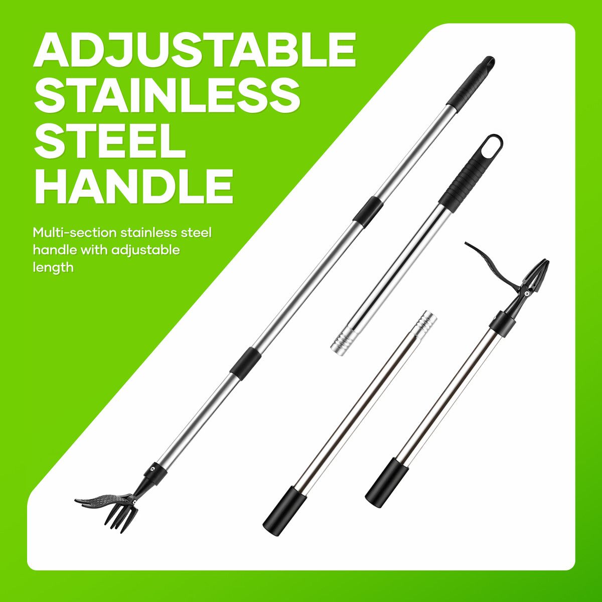 Stand Up Weed Puller 120cm Garden Lawn Manual Hand Weeding Tool Plant Dandelion Root Weeder Extractor Picker Grabber Claws Stainless Steel Long Handle