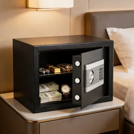 Digital Safe Box 17L Small Home Security Key Lock Password Steel Money Jewellery Cash Deposit Document Office Hotel Electronic Keypad Emergency Keys