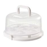 Cake Carrier with Handle, Clear Cake Keeper with Cover, Transporter Containers for Cakes, Pies, Desserts Fit Cakes Up to 8in White