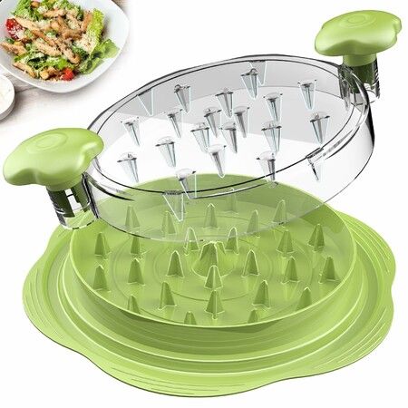 Chicken Breast Shredder Tool Twist with Brush, Anti-Slip Strip Ergonomic Handle, Suitable for Pork Beef Chicken (Green)