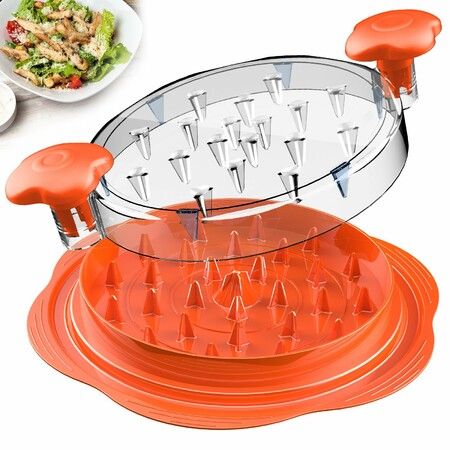 Chicken Breast Shredder Tool Twist with Brush, Anti-Slip Strip Ergonomic Handle, Suitable for Pork Beef Chicken (Orange)