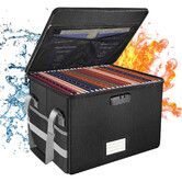Wiher Fireproof Document Box,Water-Resistant File Organizer Box with Lock Handle Document Safe Collapsible File Cabinets for Home Office