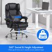 Ergonomic Office Chair Comfy Executive Computer Desk Swivel Recliner Armchair Gaming Home Work Study Reclining Adjustable Footrest PU Leather Black