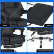 Ergonomic Office Chair Comfy Executive Computer Desk Swivel Recliner Armchair Gaming Home Work Study Reclining Adjustable Footrest PU Leather Black