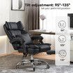 Ergonomic Office Chair Comfy Executive Computer Desk Swivel Recliner Armchair Gaming Home Work Study Reclining Adjustable Footrest PU Leather Black