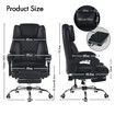 Ergonomic Office Chair Comfy Executive Computer Desk Swivel Recliner Armchair Gaming Home Work Study Reclining Adjustable Footrest PU Leather Black