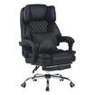 Ergonomic Office Chair Comfy Executive Computer Desk Swivel Recliner Armchair Gaming Home Work Study Reclining Adjustable Footrest PU Leather Black