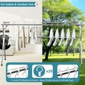 2.4 Meters Clothes Drying Rack, Drying Rack Clothing Folding Indoor Outdoor, Heavy Duty Stainless Steel Laundry Rack, Portable Large Garment Rack.