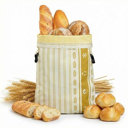 1Pcs Reusable Beeswax Bread Bags for Homemade, Natural Linen Sourdough Bread Storage Bag with Buckle, Large Capacity Food Storage Bag to Keep Fresh
