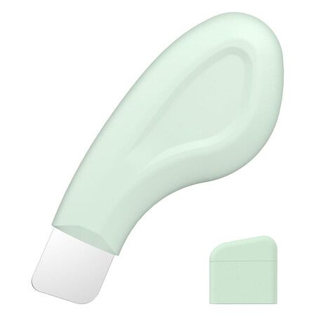 Blackhead Remover Tool, Stainless Steel Face Scraper for Deep Cleansing, Skin Scrubber Face Spatula with Silicone Cover for Men and Women, Green