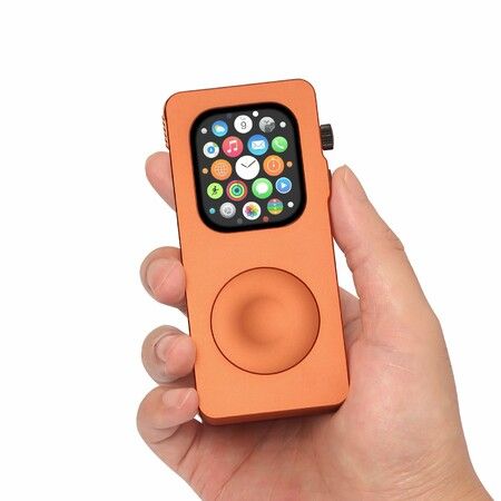 Aluminum Alloy Case for Apple Watch Turn Your Apple Watch into a Smartphone,Retro iPod Style Metal Protective Cover with Click Wheel (Orange,40mm)
