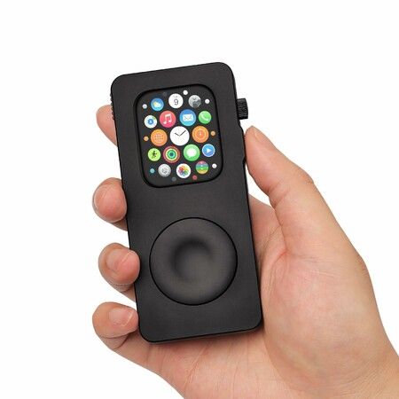 Aluminum Alloy Case for Apple Watch Turn Your Apple Watch into a Smartphone,Retro iPod Style Metal Protective Cover with Click Wheel (Black,46mm)