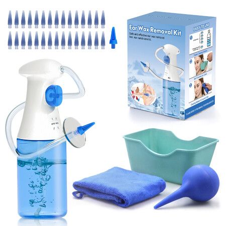 Ear Wax Removal Kit, Ear Cleaner Ear Irrigation System for Effective Ear Wax Removal, Ear Cleaning Kit Features 30 Replaceable Tips for Home Use