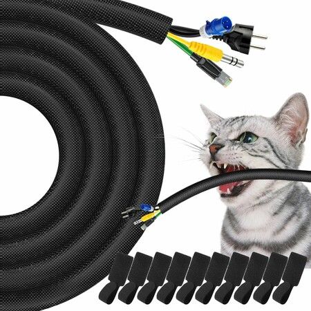 3M*20MM Cable Protector For Dogs And Cats Self Adhesive Heavy Duty Electrical Wire Storage Cable Suitable For  Pc,Tv,Computer Cable Management