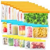 20 Pieces Reusable Storage Bags,BPA Free Silicone,Ziplock Snack Ecological and Waterproof Food Bags for Fruits Lunches Travel