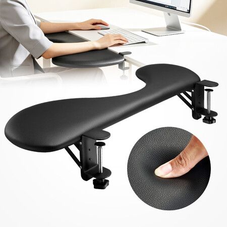 Desk Extender Tray Arm Rest Elbow Wrist Support Folding Clamp On Computer Table Extension Ergonomic Mount Shelf Office Gaming Workstation 67.4x22cm