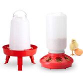 Adjustable Chicken Feeder And Waterer Set,3 Height Settings Poultry Drinker For Chicks And Hens,Easy Clean Abs Plastic For Ducks Geese,Gravity Fed