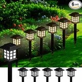 6p LED Solar House Lights, Outdoor Courtyard Decoration Floor Plug-in Warm Light, Wireless Dusk to Dawn Waterproof Garden Road Landscape Lights.